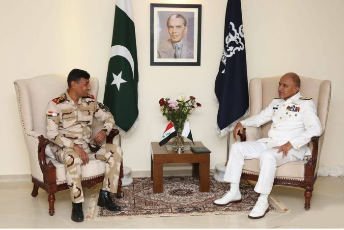 CNS Admiral Amjad Khan Niazi meets with Director of Naval Operations Centre Iraq Brigadier Wael Abdul Mohsin Shayyin