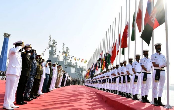 Flag Hoisting Ceremony Of 7th Multinational Naval Exercise AMAN-21 Held At PAKISTAN NAVY Dockyard Karachi