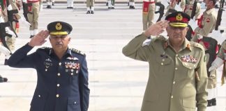 CAS Air Chief Marshal Mujahid Anwar Khan Pays Farewell Call On COAS General Qamar Javed Bajwa At GHQ Rawalpindi