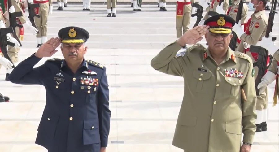 CAS Air Chief Marshal Mujahid Anwar Khan Pays Farewell Call On COAS General Qamar Javed Bajwa At GHQ Rawalpindi