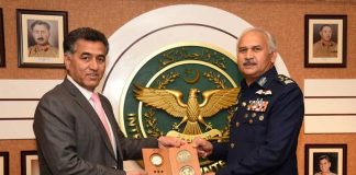 CAS Air Chief Marshal Mujahid Anwar Khan Pays Farewell Call On DG ISI Lieutenant General Faiz Hamid At ISI HQ Islamabad