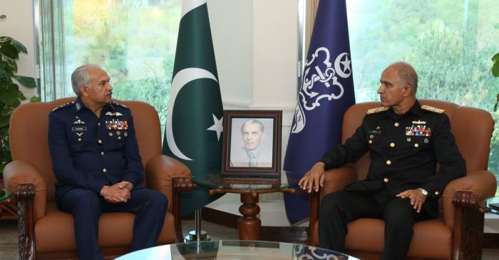 CAS Air Chief Marshal Mujahid Anwar Khan and CNS Admiral Muhammad Amjad Khan Niazi