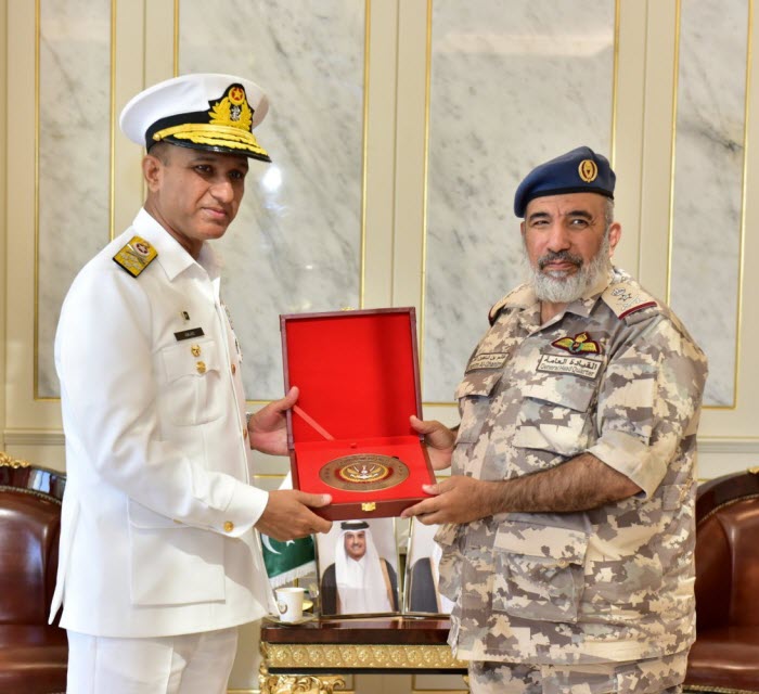 CNS Admiral Amjad Khan Niazi Meets with Commander QEAF QENF during official visit to Qatar