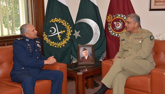 COAS General Qamar Javed Bajwa Highly lauded and commended the Contributions and Role of CAS Air Chief Marshal Mujahid Anwar Khan During Farewell Call
