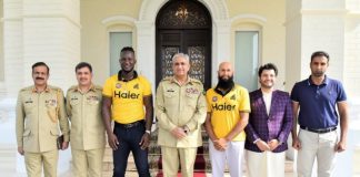 Darren Sammy, Hashim Amla and Javed Afridi Calls On COAS General Bajwa At GHQ Rawalpindi