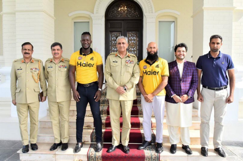 Darren Sammy, Hashim Amla and Javed Afridi Calls On COAS General Bajwa At GHQ Rawalpindi