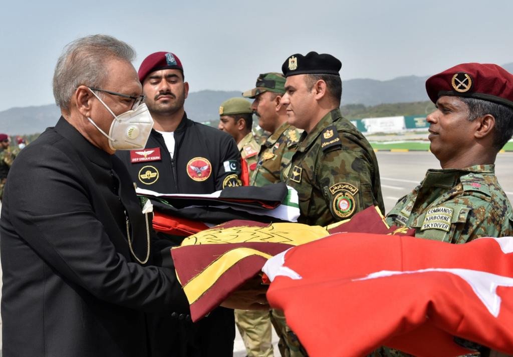 Paratroopers With their Country Flags during PAKISTAN Day Parade 2021 Demonstration