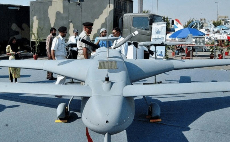 Front View of Shahpar-II Medium Altitude and Long Endurance Tactical Unmanned Aerial Vehicle System
