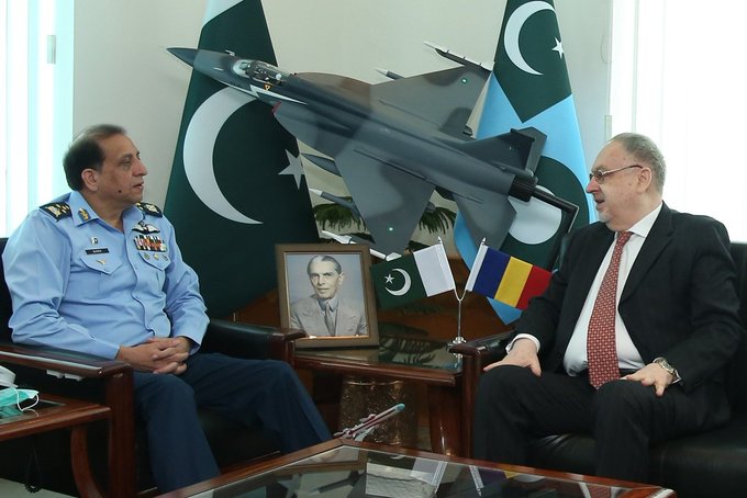 Ambassador of Romania Held One On One Important Meeting With CAS Air Chief Marshal Zaheer Ahmed Babar At Air Headquarter Islamabad