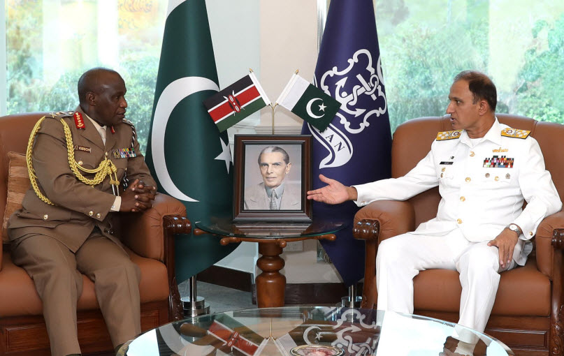Chief of Defense Forces Kenya calls on CNS Admiral Amjad Khan Niazi, Chief of Defense Forces Kenya visits NAVAL HQ Islamabad