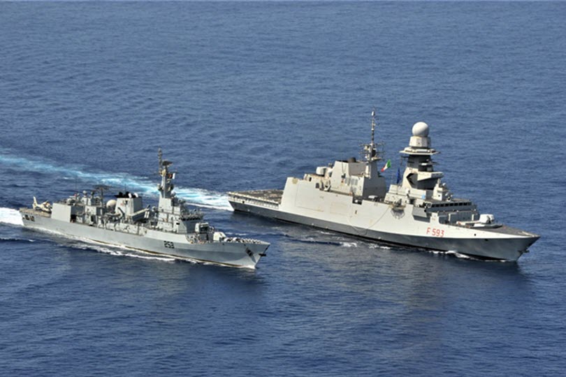 PAKISTAN NAVY Ship PNS SAIF Conduct Passage Exercise (PASSEX) With Italian Navy Ship ITS CARABINIERE In Gulf Of Aden