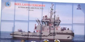 Keel Laying Ceremony Of 48 Ton Bollard Pull Pusher Tug For PAKISTAN NAVY Held At Karachi Shipyard & Engineering Works