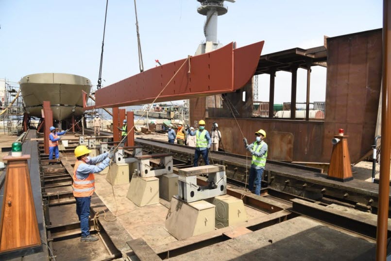 PAKISTAN NAVY Lays keel of 48 T Bollard Pull Pusher Tug at KS&EW