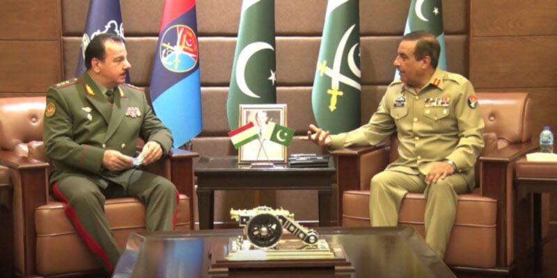 Tajik Defense minister and CJCSC General Nadeem Raza discuss Afghan Peace Process at GHQ Rawalpindi
