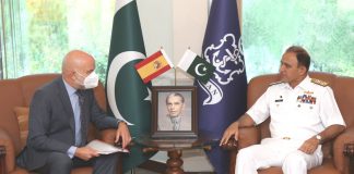 Ambassador Of Spain To PAKISTAN Held One On One Important Meeting With CNS Admiral Ajmal Khan Niazi At NAVAL HQ Islamabad