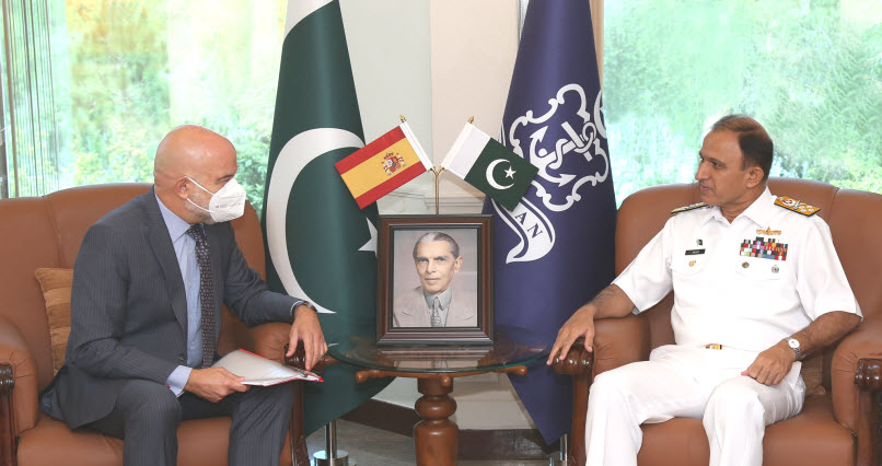 Ambassador Of Spain To PAKISTAN Held One On One Important Meeting With CNS Admiral Ajmal Khan Niazi At NAVAL HQ Islamabad
