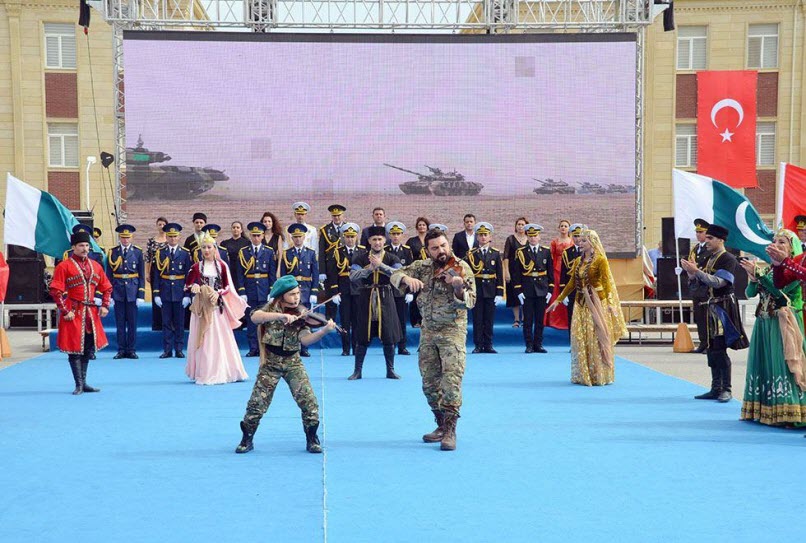 AZERBAIJANI Military Band Performs during the Opening Ceremony of Three Brothers 2021