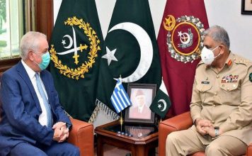 Ambassador of Greece To PAKISTAN Discuss Afghanistan Situation With COAS General Qamar Javed Bajwa At GHQ Rawalpindi