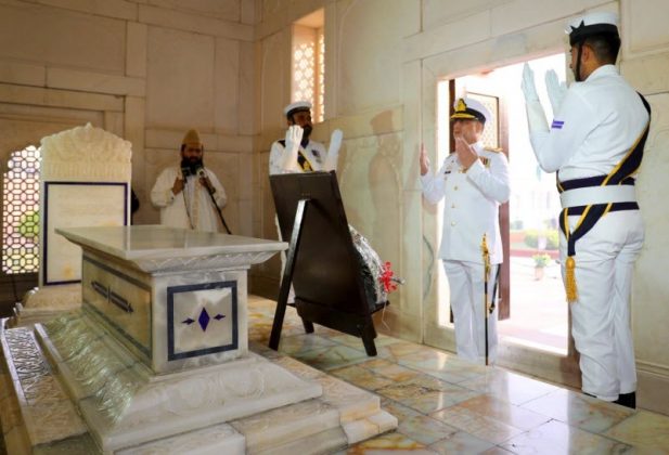PAKISTAN NAVY Assumes The Ceremonial Guard Duties At Mausoleum Of Thinker Of Sacred Country PAKISTAN Dr. Allama Muhammad Iqbal On His 144th Birth Anniversary