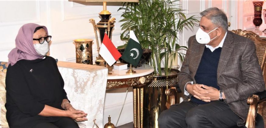 Foreign Minister Of Indonesia Calls On COAS General Qamar Javed Bajwa At GHQ Rawalpindi