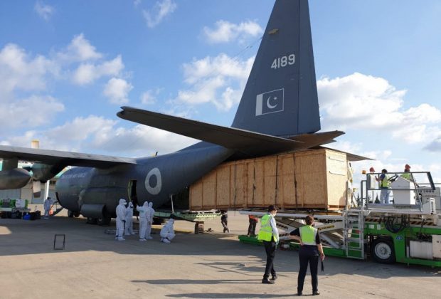 PAF C-130 Airlifts Relief Goods For Flood Affected Areas Of Gwadar in Balochistan