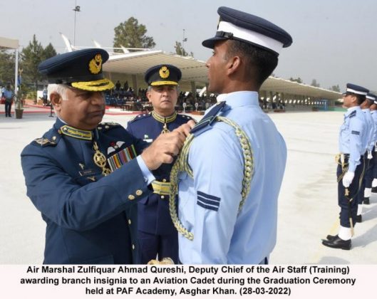 Aviation Cadet getting the Air Marshal Asghar Khan Academy for best performance in 127th Combat Support Course