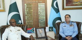 Chief Of South African Navy Calls on CAS Air Chief Marshal Zaheer Ahmed Babar at AIR HQ Islamabad