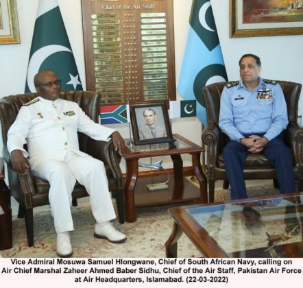 Chief Of South African Navy Held One On One Important Meeting With CHIEF OF AIR STAFF Air Chief Marshal Zaheer Ahmed Babar At AIR HQ Islamabad