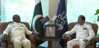 Chief Of South African Navy Held One On One Important Meeting With CHIEF OF NAVAL STAFF Admiral Muhammad Amad Khan Niazi At NAVAL HQ Islamabad
