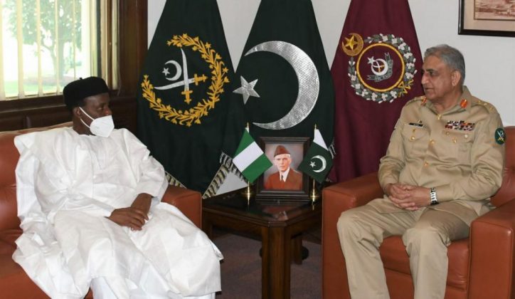 Minister of Defence Nigeria H.E Major General Bashir Salihi Magashi (Retd) Held One On One Important Meeting With COAS General Qamar Javed Bajwa At GHQ Rawalpindi