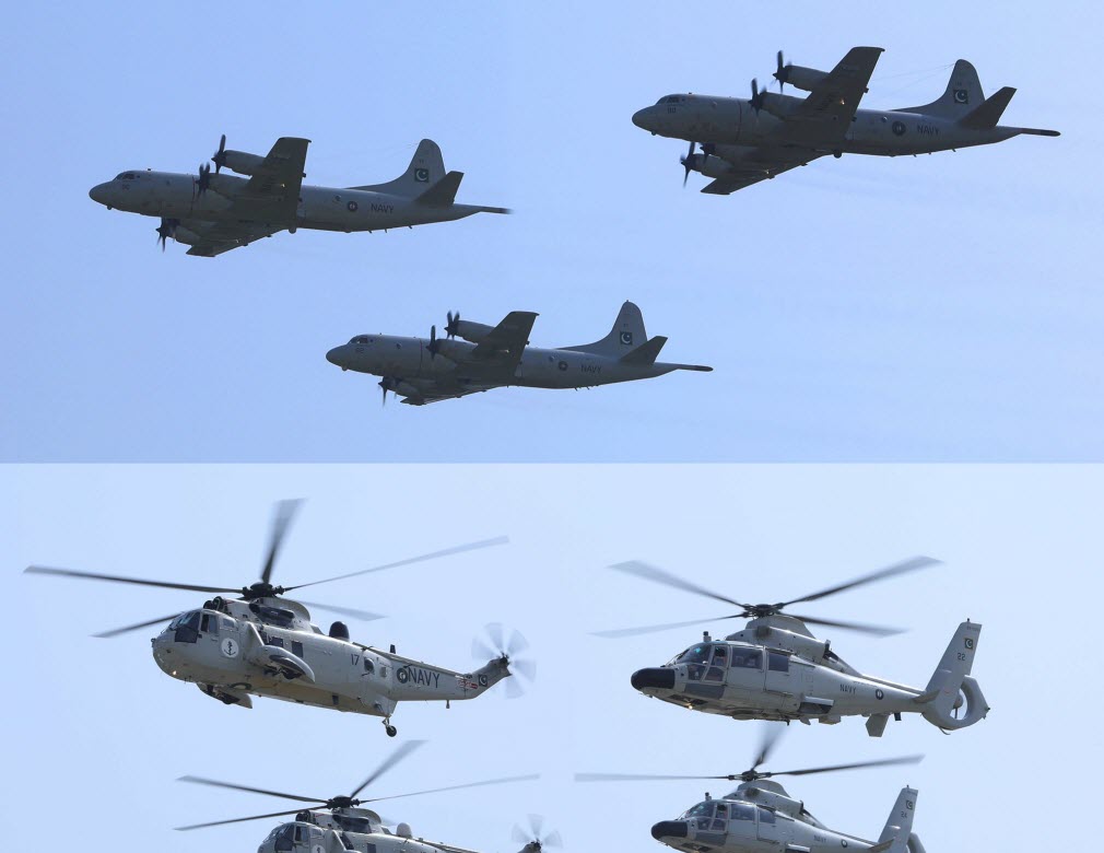 PAKISTAN NAVY P-3C Orion LRPMA, Z-9C ASW Helicopter and Sea King ASW Helicopters during PAKISTAN DAY MILITARY PARADE 2022