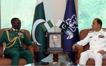 Chief of Defense Staff Nigerian Armed Forces Held One On One Meeting With CNS Admiral Muhammad Amjad Khan Niazi At NAVAL HQ Islamabad