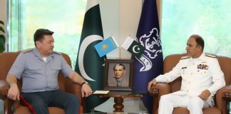 First Deputy Defense Minister Kazakhstan Held One On One Important Meeting With CNS Admiral Muhammad Amjad Khan Niazi At NAVAL HQ Islamabad