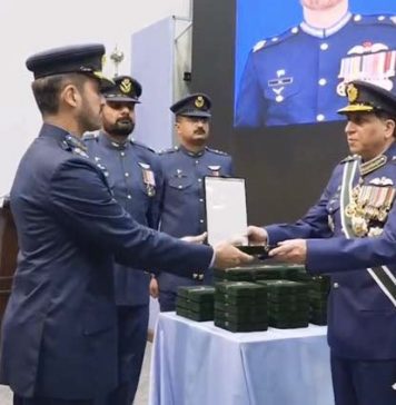 CAS Air Chief Marshal Zaheer Ahmed Babar Confers Non Operational Military Upon Officers And Junior Commissioned Officers Of PAF During An Investiture Ceremony Held At AIR HQ Islamabad