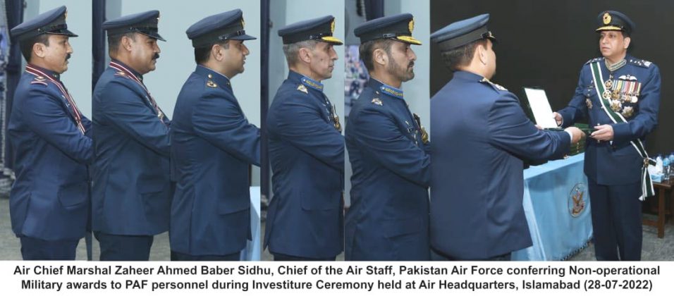 PAF CHIEF confers Non Operational Military awards upon PAF Officers and JCOs at AIR HQ Islamabad