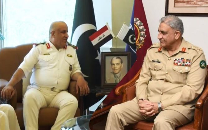 Commander Of The Iraqi Navy Held One On One Important Meeting With COAS General Qamar Javed Bajwa At GHQ Islamabad