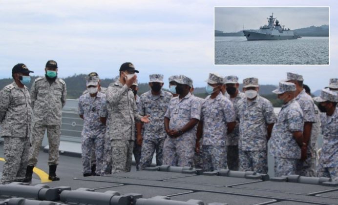 Officials of Royal Malaysian Navy onbaord the PAK NAVY Stealth Warship PNS TAIMUR