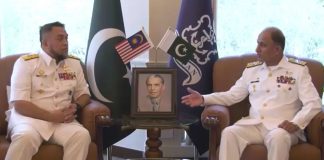 Chief Of Royal Malaysian Navy Held One On One Important Meeting With CNS Admiral Muhammad Amjad Khan Niazi At NAVAL HQ Islamabad
