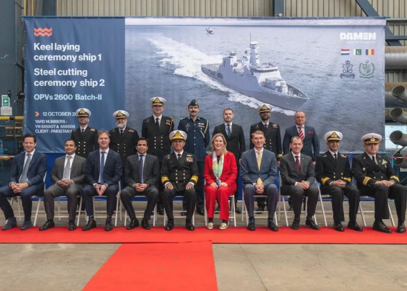 DAMEN Shipyard Officially Launches The Keel Laying And Steel Cutting Ceremony Of PAKISTAN NAVY's Second Batch Of Heavily Armed And Highly Advanced OPV-2600 Vessels At Galati Shipyard Romania