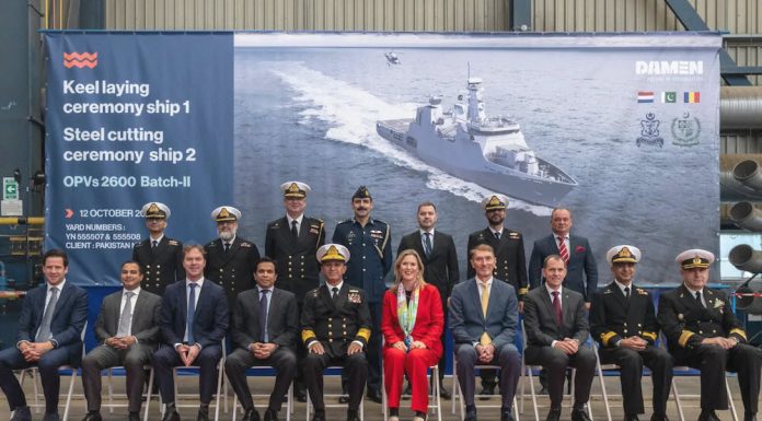 DAMEN Shipyard Officially Launches The Keel Laying And Steel Cutting Ceremony Of PAKISTAN NAVY's Second Batch Of Heavily Armed And Highly Advanced OPV-2600 Vessels At Galati Shipyard Romania