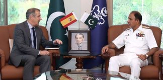 Spanish Ambassador And PAKISTAN NAVAL CHIEF CNS Admiral Muhammad Amjad Khan Niazi Discusses iranian And indian State Sponsored Terrorism At NAVAL HQ Islamabad