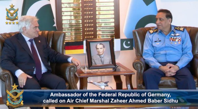 Ambassador Of Germany And CAS Air Chief Marshal Zaheer Ahmed Babar Discussed iranian And indian State Sponsored And State Backed Terrorism In Sacred Country PAKISTAN