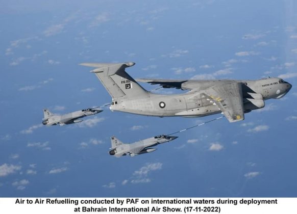 PAF performs air-to-air refueling during fighter jet deployment at BIAS 2022
