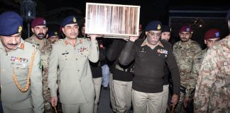 COAS General Asim Munir And CJCSC General Sahir Shamshad Mirza Attends The Funeral Prayers Of Captain Muhammad Fahad Khan Shaheed At ARMY Graveyard Rawalpindi