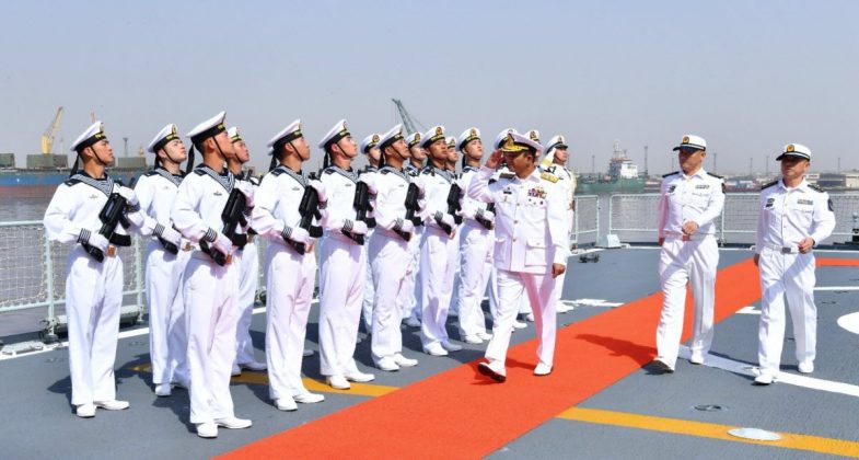 CNS Admiral Muhammad Amjad Khan Niazi Visits Foreign Naval Ships And Meets With Naval Dignitaries During The 8th Edition Of AMAN-2023 Multinational Exercise In Karachi