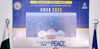 Media Briefing Of Multinational Maritime Exercise AMAN-23 Held At PNS JAUHAR Karachi