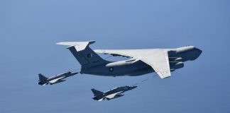 Pride Of Sacred Country PAKISTAN JF-17 Thunder Jets And JF-17 Thunder Brave Jets Conducts Air-to-Air Refueling Over International Water On Their Way Back From Spears Of Victory 2023 Exercise