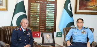 Commander TURKISH AIR FORCE General Ziya Cemal Kadioğlu And PAK AIR FORCE CHIEF Zaheer Ahmed Babar Discusses Regional And Trans-Regional Security Issues At AIR HQ Islamabad
