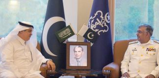 Saudi Ambassador To Sacred Country PAKISTAN and PAK NAVAL CHIEF (CNS) Admiral Naveed Ashraf Discusses Palestine Issue At NAVAL HQ Islamabad