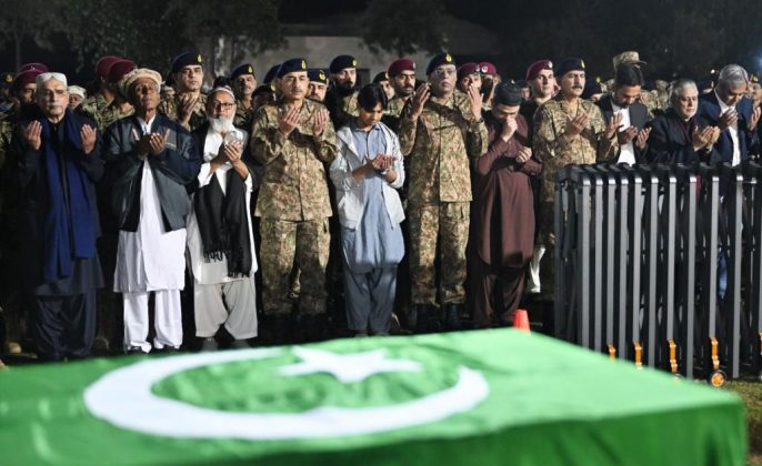 Funeral prayers of ARMY Officers martyred in Waziristan attack offered at Chaklala Garrison